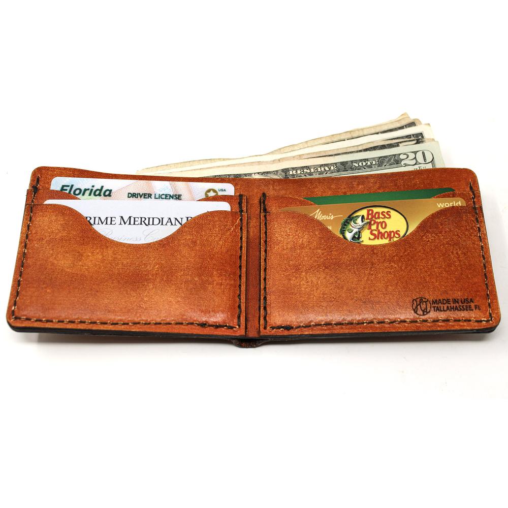 Handcrafted Twisting Tarpon Leather Bill Fold Wallet - Made to Order in USA