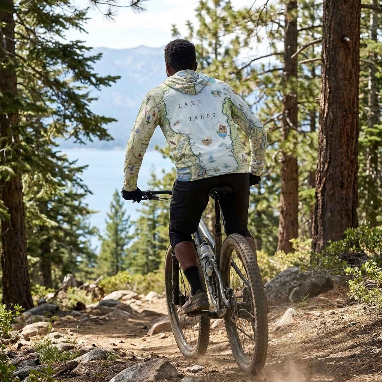 Lake Tahoe Map UltraLight Sunshirt Hoodie – UPF 50+