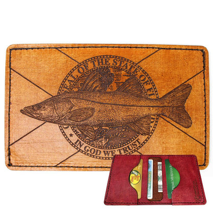 Handcrafted Leather Original Mens Wallet -  FL Flag Snook