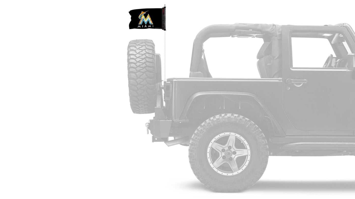 Miami Marlins 11"x17" Forever Wave Flag for Jeep Wrangler JK 2-Door 2007-2018
