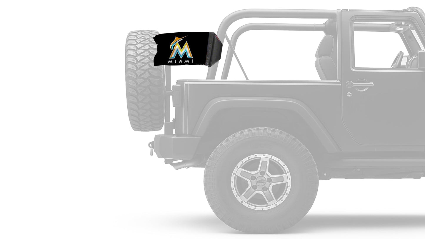 Miami Marlins 11"x17" Forever Wave Flag for Jeep Wrangler CJ-7 and CJ-8 1976-1986