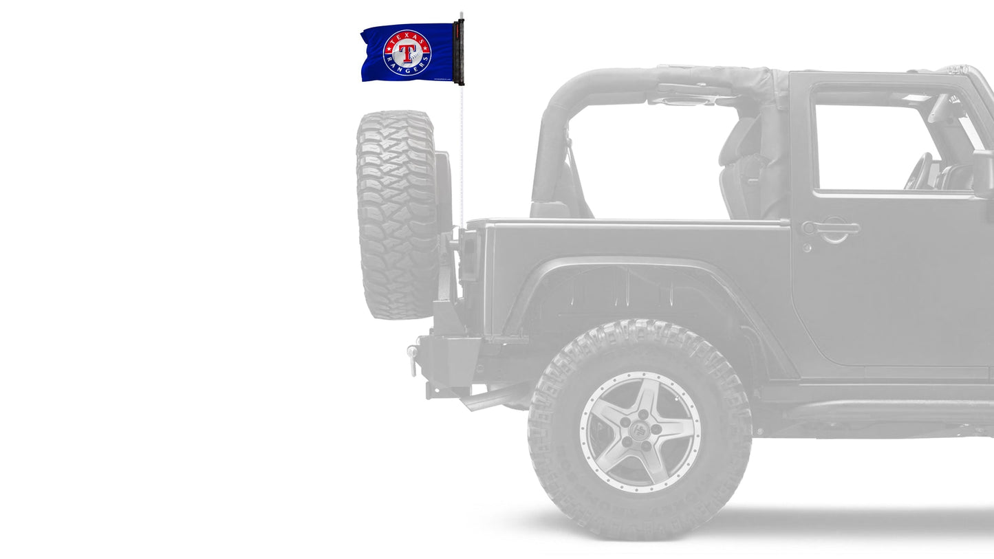 Texas Rangers 11"x17" Forever Wave Flag for Jeep Wrangler CJ-7 and CJ-8 1976-1986