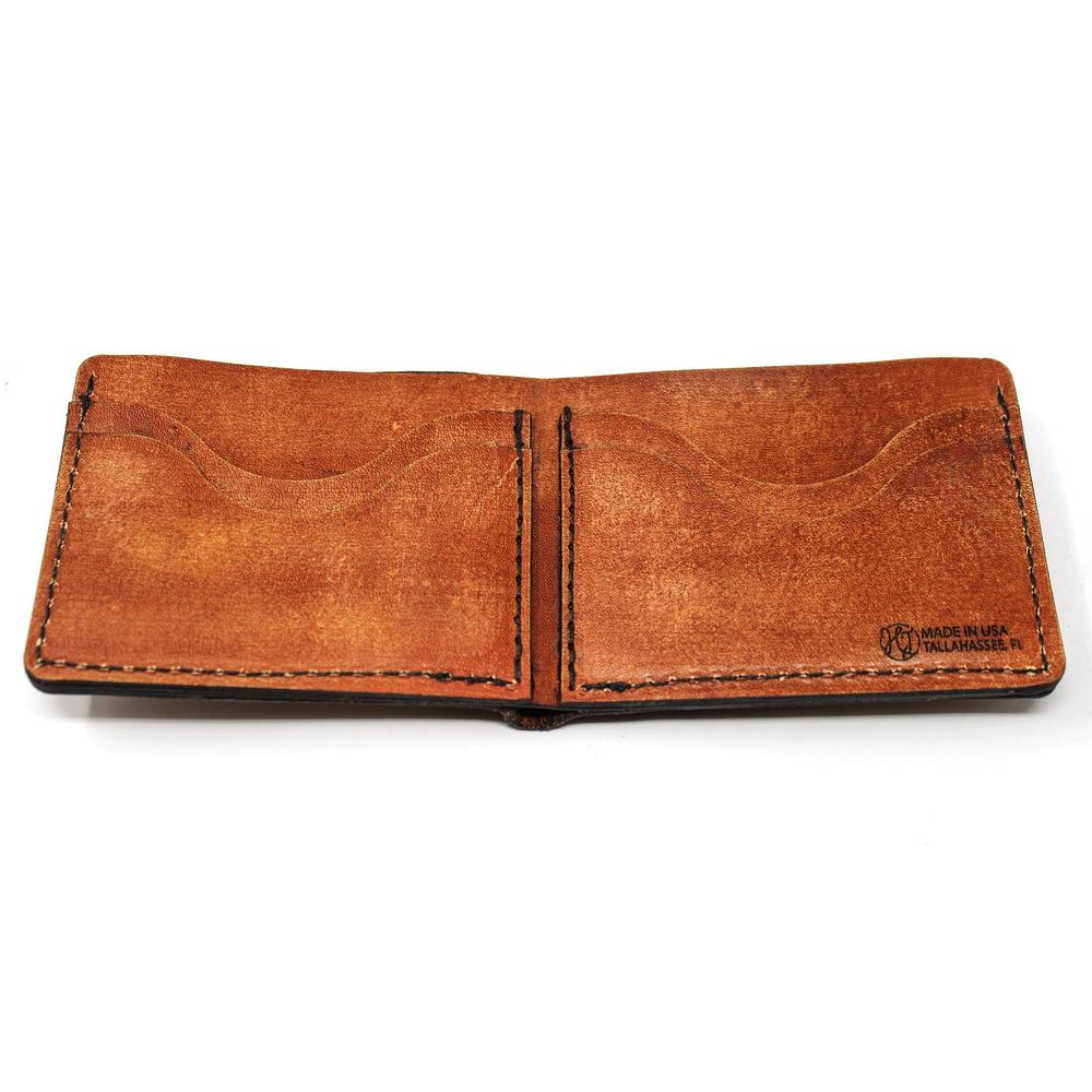 Handcrafted Twisting Tarpon Leather Bill Fold Wallet - Made to Order in USA