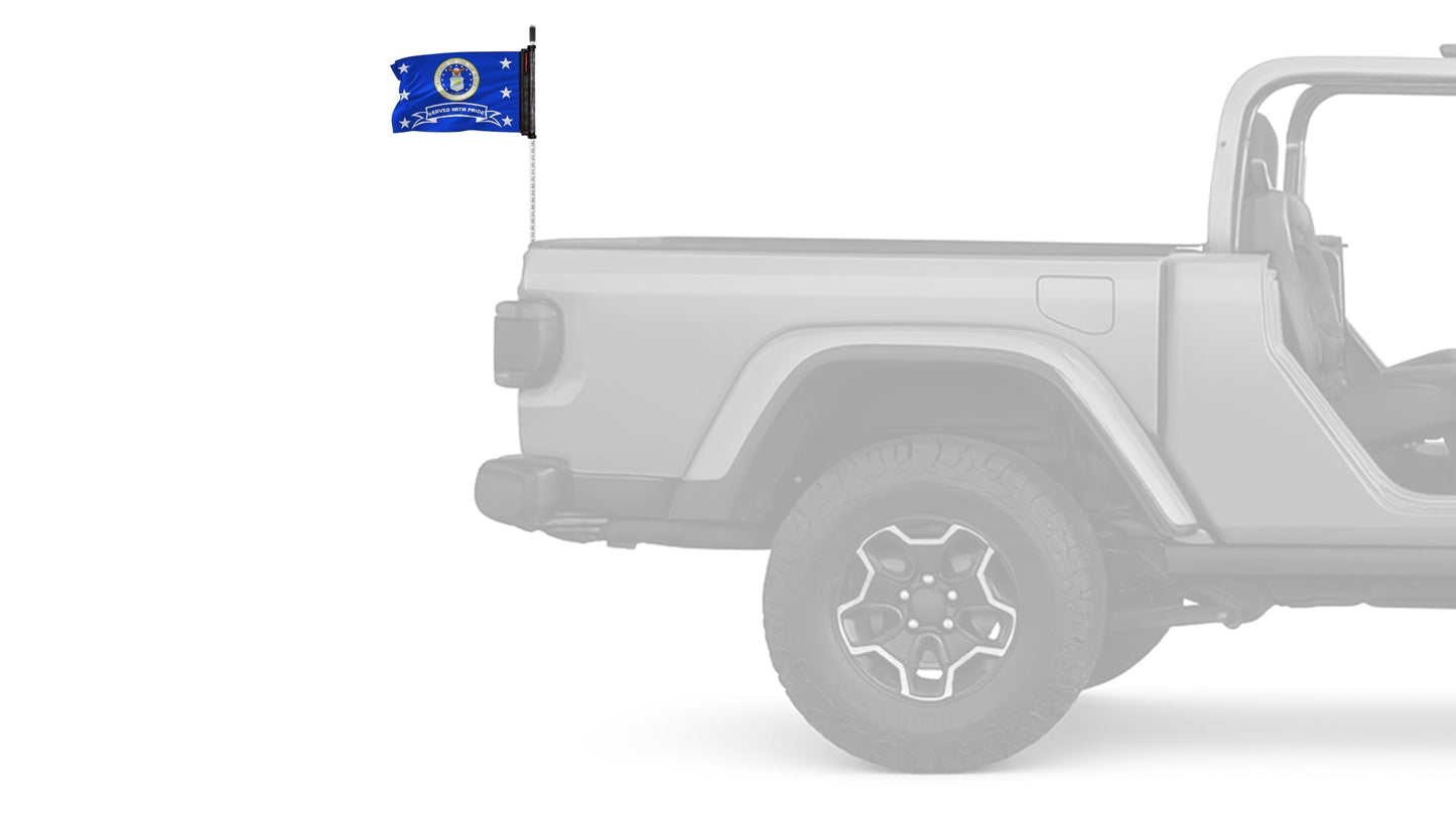 Air Force Served With Pride 12"x18" Forever Wave Flag for Jeep Wrangler CJ-7 and CJ-8 1976-1986
