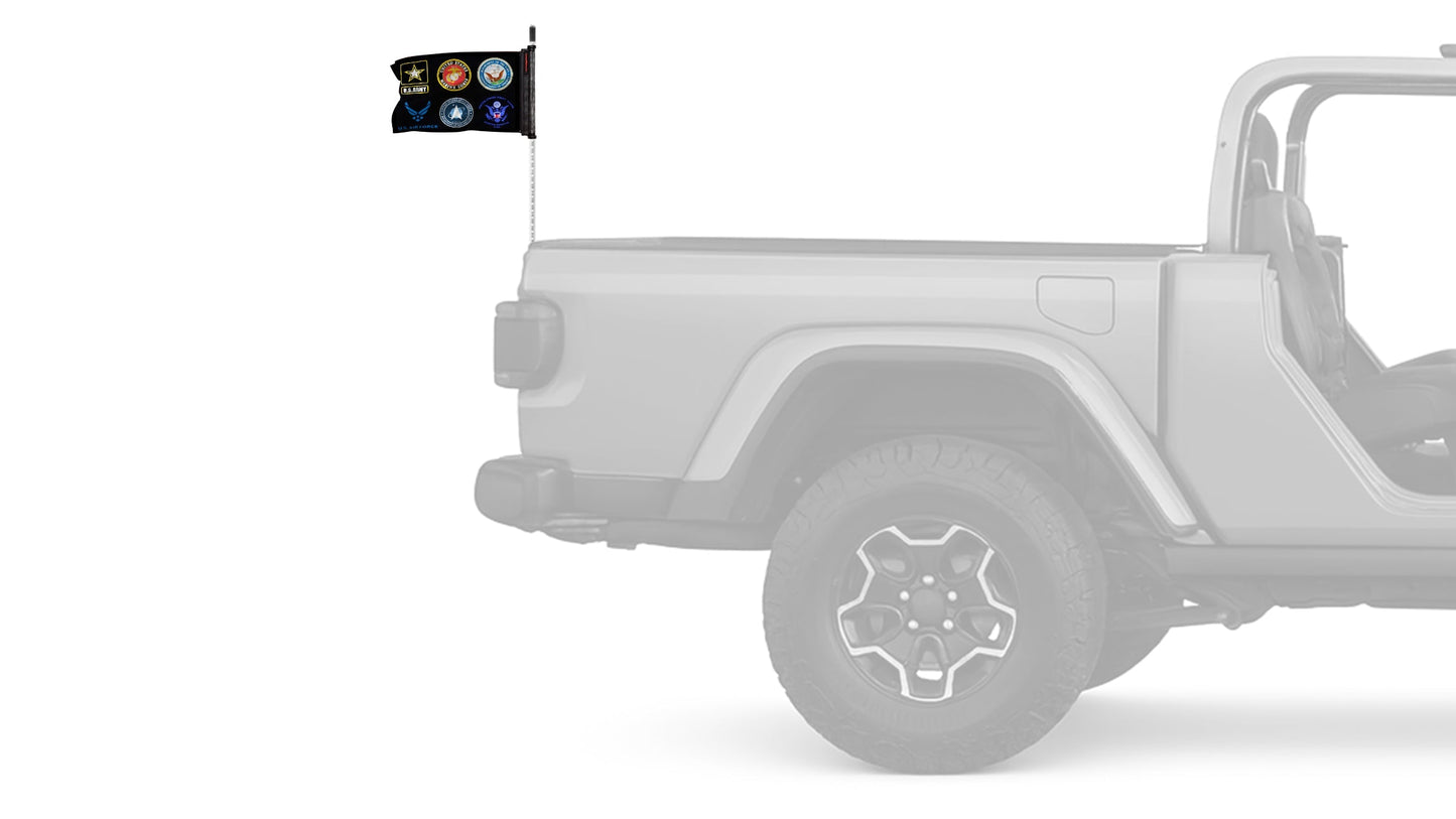 Armed Forces 12"x18" Forever Wave Flag for Jeep Wrangler TJ 1996-2006