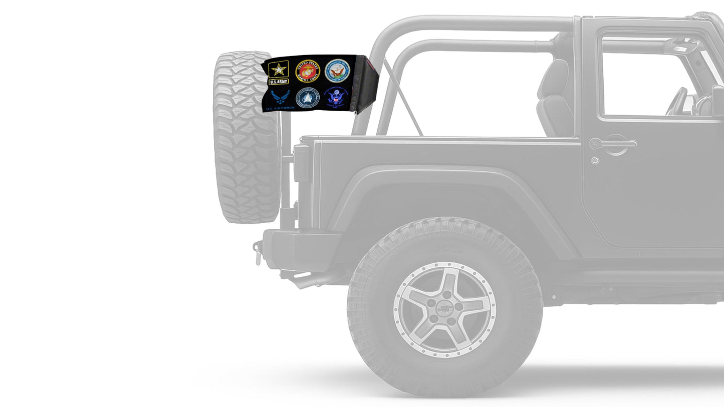 Armed Forces 12"x18" Forever Wave Flag for Jeep Wrangler TJ 1996-2006