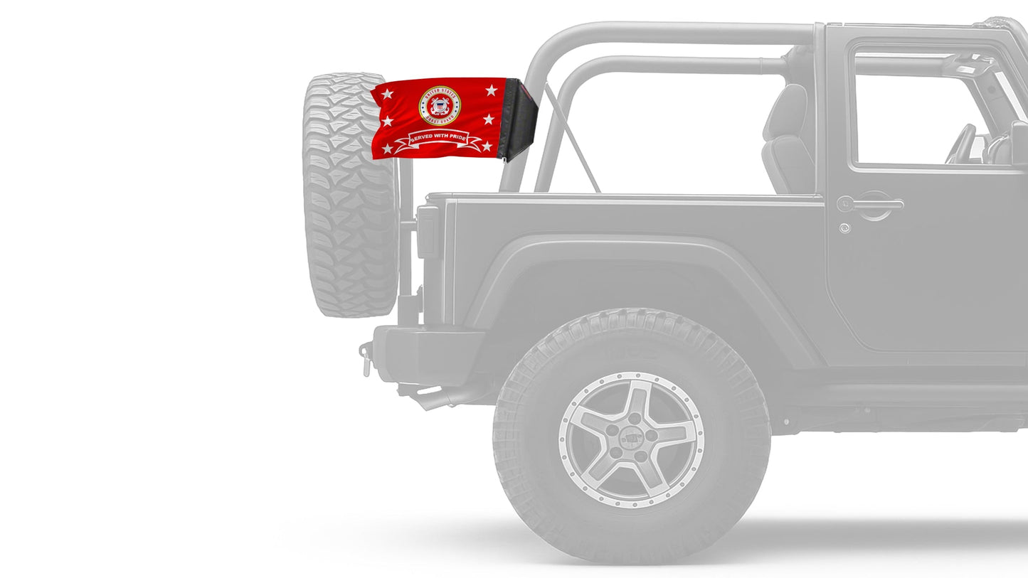 Coast Guard Served With Pride 12"x18" Forever Wave Flag for Jeep Wrangler JL 2-Door 2018-Present