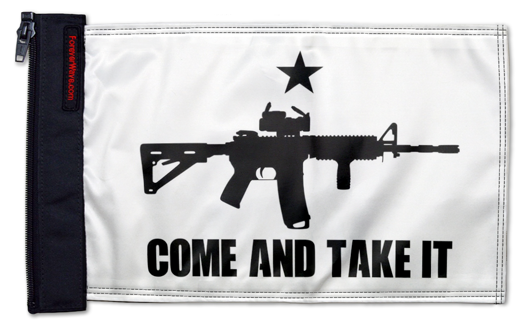 Gonzales Machine Gun 12"x18" Forever Wave Flag for Boats