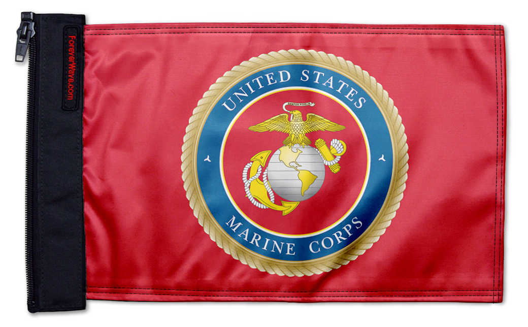 Marines Emblem 12"x18" Forever Wave Flag for Bronco