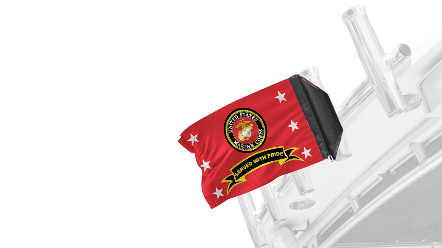 Marines Served With Pride 12"x18" Forever Wave Flag for Boats