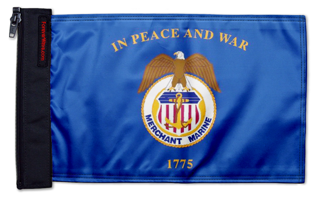 Merchant Marine 12"x18" Forever Wave Flag for Bronco