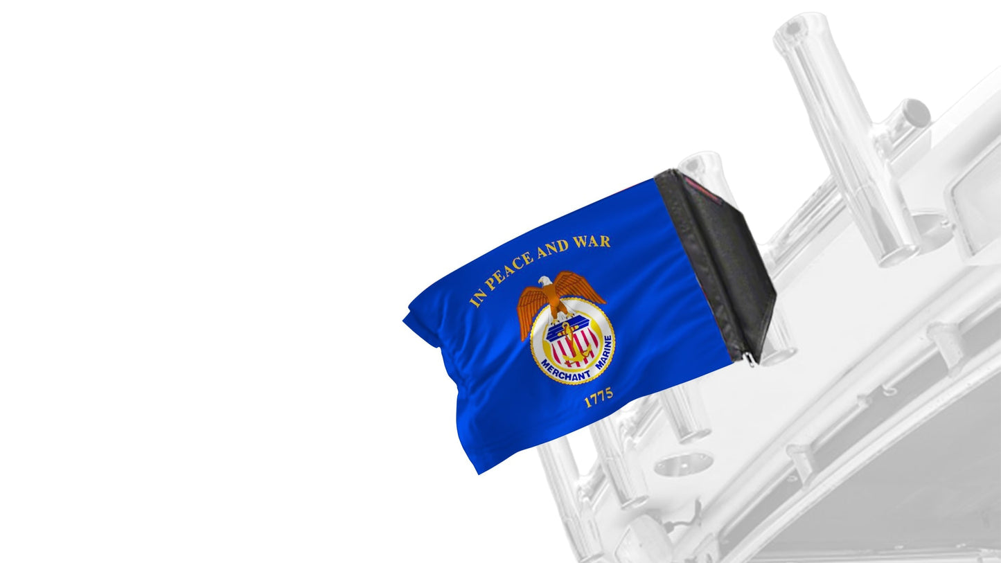 Merchant Marine 12"x18" Forever Wave Flag for Boats
