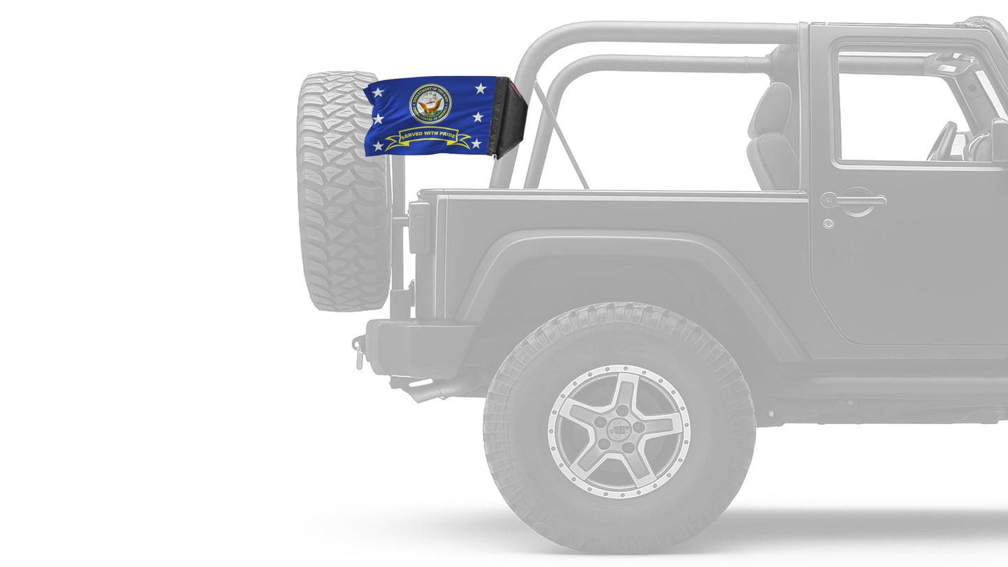 Navy Served With Pride 12"x18" Forever Wave Flag for Jeep Wrangler CJ-7 and CJ-8 1976-1986