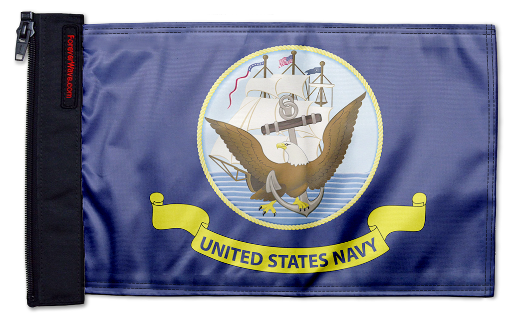 Navy 12"x18" Forever Wave Flag for Boats