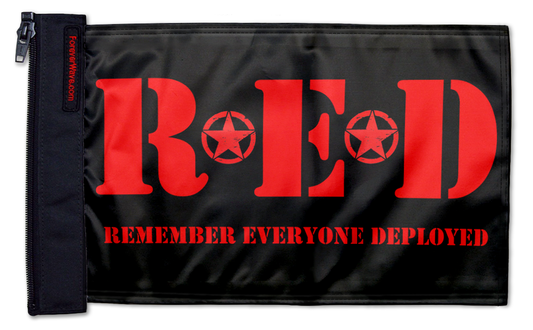 Remember Everyone Deployed 12"x18" Forever Wave Flag for Jeep Wrangler CJ-7 and CJ-8 1976-1986
