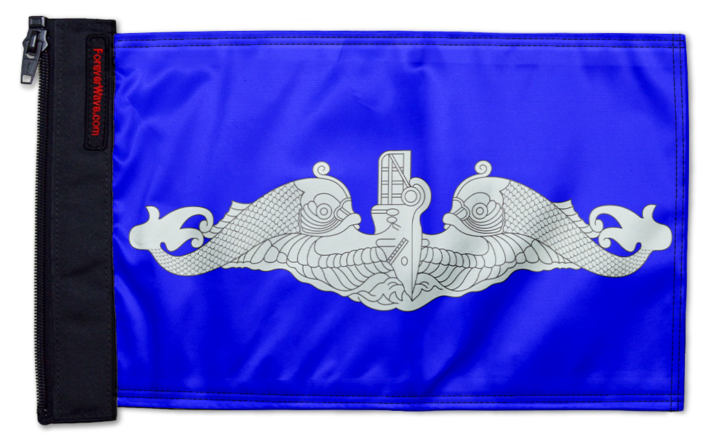 Submarine Silver Dolphins 12"x18" Forever Wave Flag for Jeep Wrangler JK 2-Door 2007-2018