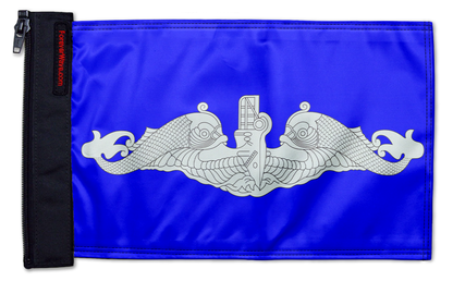 Submarine Silver Dolphins 12"x18" Forever Wave Flag for Jeep Wrangler JKU 4-Door 2007-2018