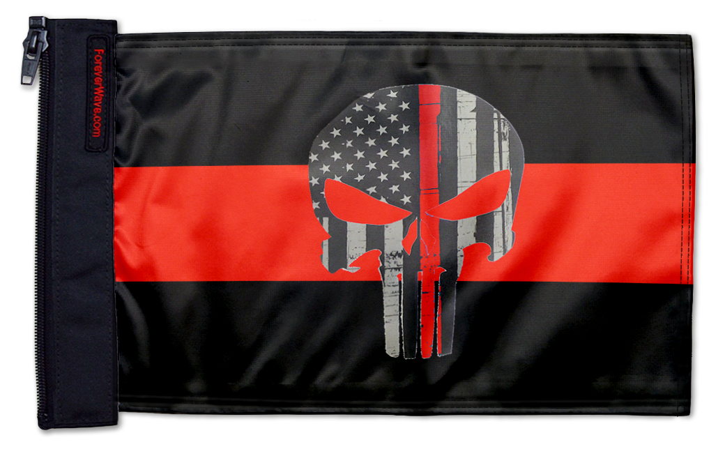 Thin Red Line Punisher 12"x18" Forever Wave Flag for Jeep Wrangler TJ 1996-2006