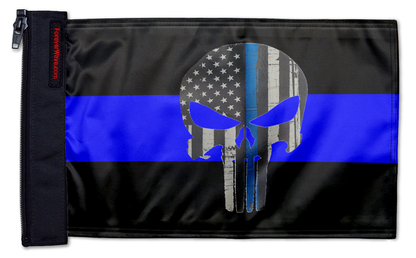 Thin Blue Line Punisher 12"x18" Forever Wave Flag for Jeep Wrangler JK 2-Door 2007-2018