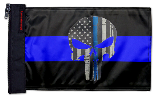 Thin Blue Line Punisher 12"x18" Forever Wave Flag for Jeep Wrangler JK 2-Door 2007-2018