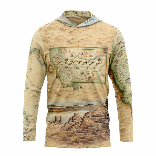Montana Map UltraLight Sunshirt Hoodie – UPF 50+