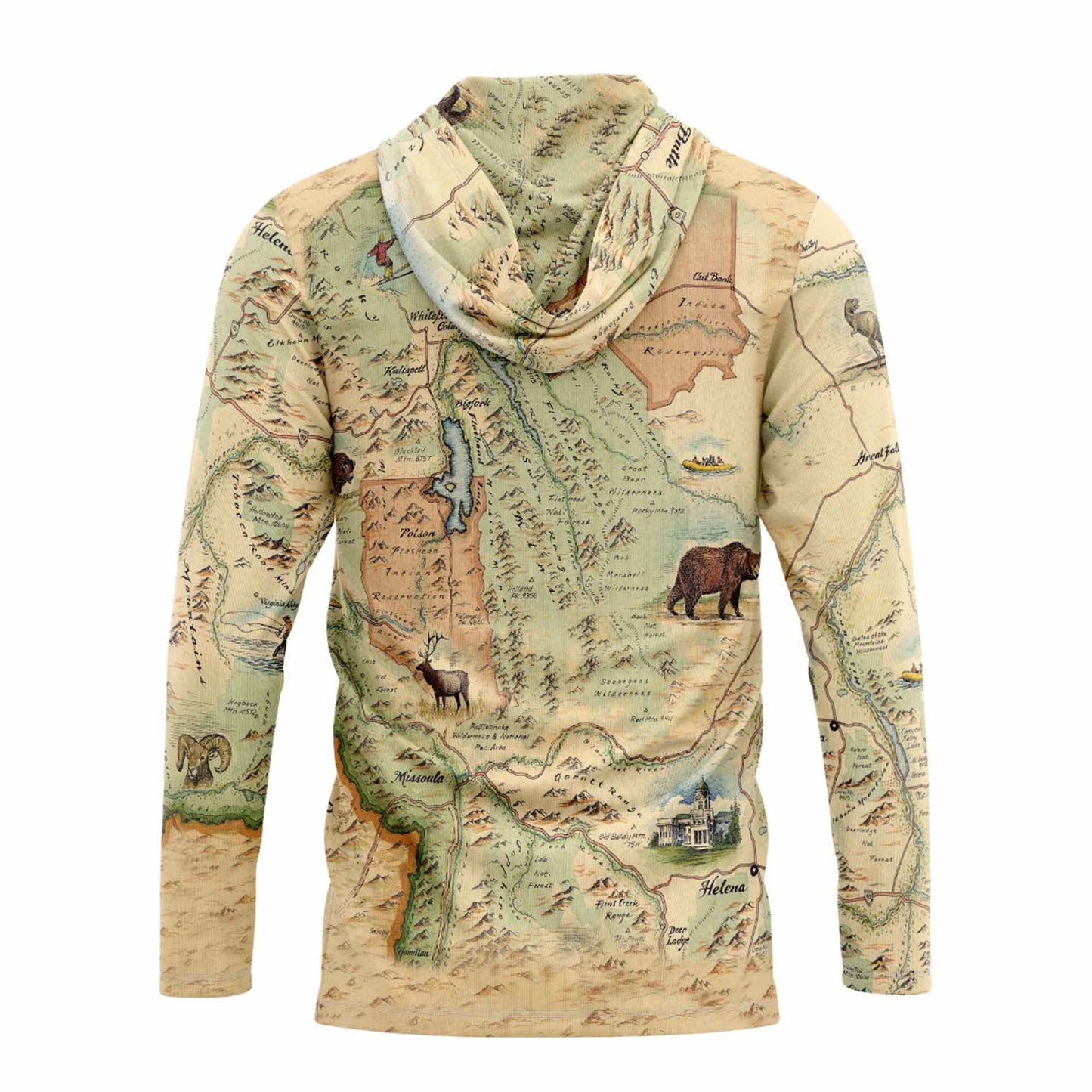 Montana Map UltraLight Sunshirt Hoodie – UPF 50+