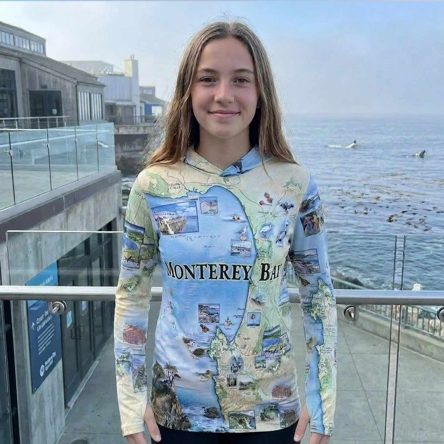 Monterey Bay Map UltraLight Sunshirt Hoodie – UPF 50+