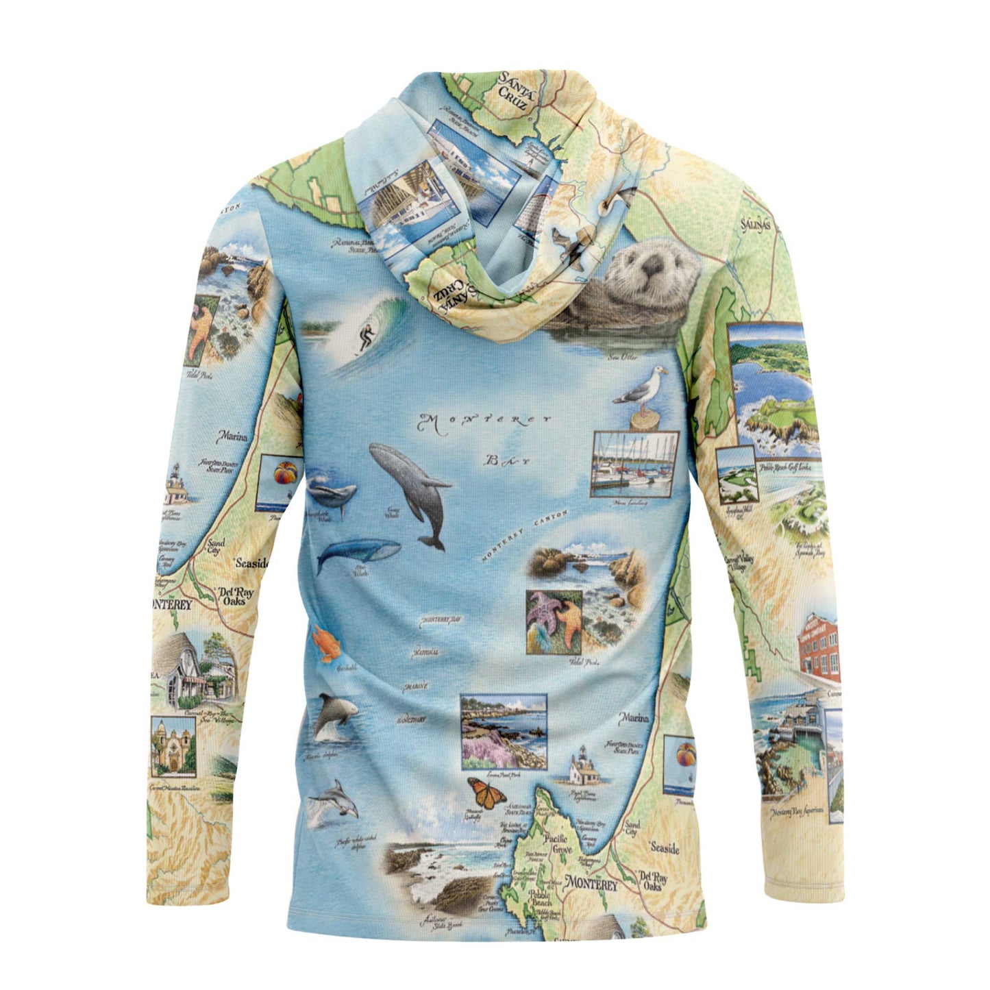 Monterey Bay Map UltraLight Sunshirt Hoodie – UPF 50+