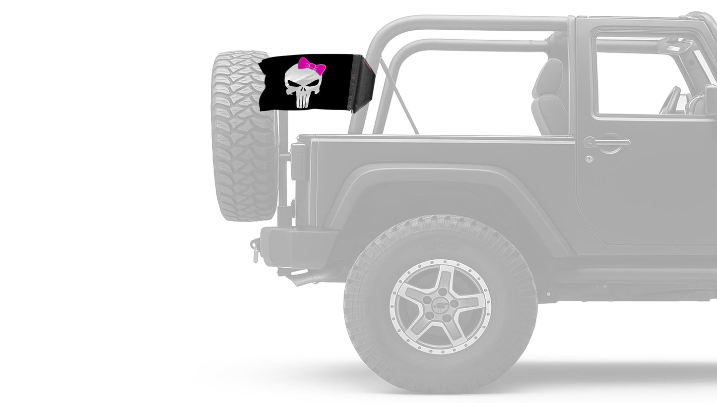 Punisher Pink Ribbon 12"x18" Forever Wave Flag for Jeep Wrangler LJ 2003-2006