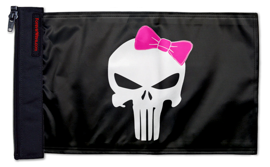 Punisher Pink Ribbon 12"x18" Forever Wave Flag for Golf Carts