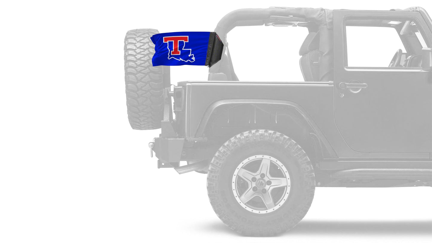 Louisiana Tech 11"x17" Forever Wave Flag for Jeep Wrangler JLU 4-Door 2018-Present