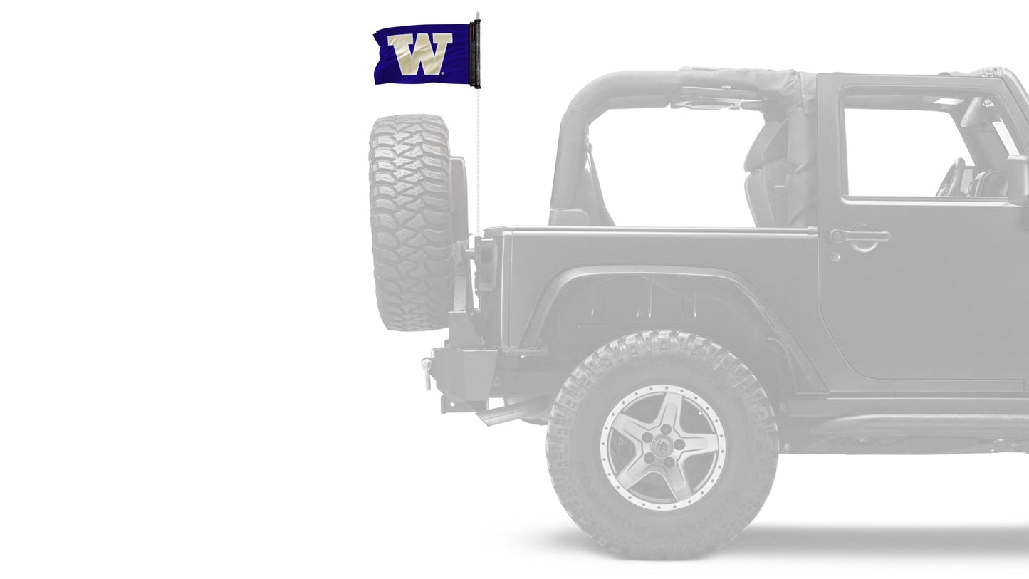 Washington Huskies 11"x17" Forever Wave Flag for Jeep Wrangler JLU 4-Door 2018-Present