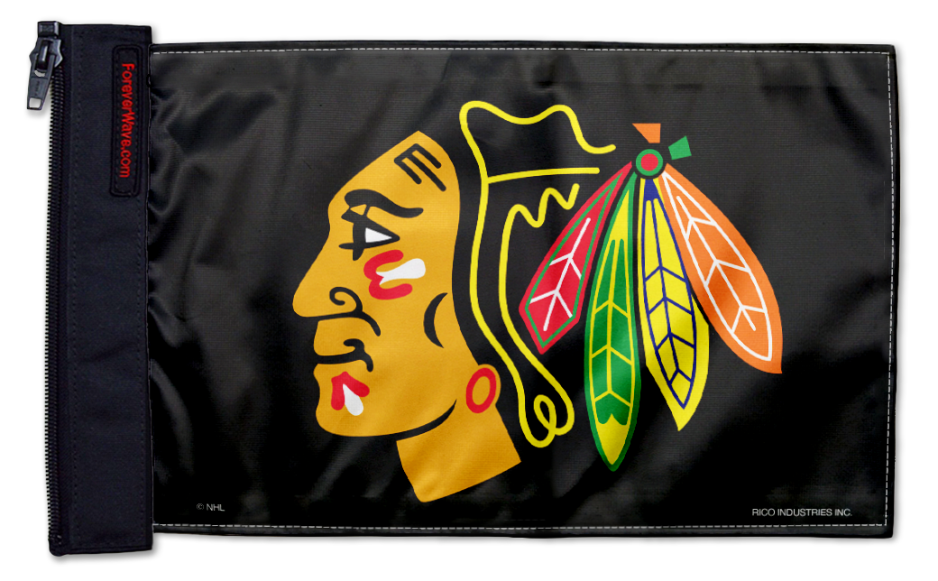 Chicago Blackhawks 11"x17" Forever Wave Flag for Jeep Wrangler CJ-7 and CJ-8 1976-1986