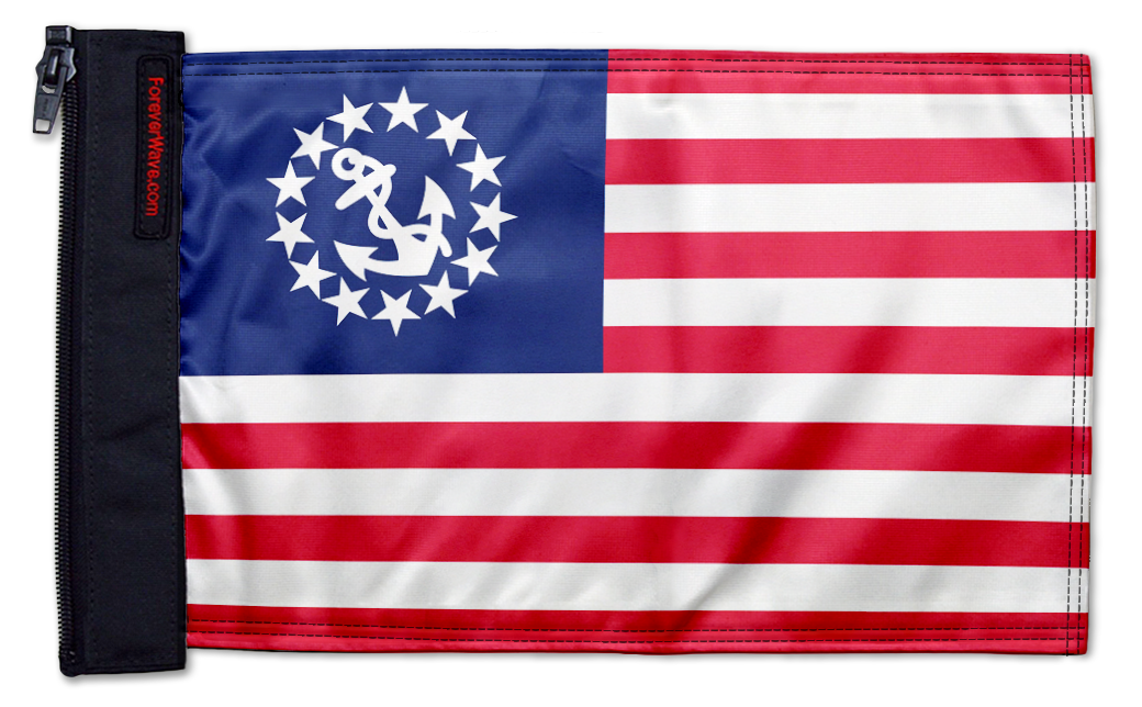 US Nautical Yacht Ensign 12"x18" Forever Wave Flag for Golf Carts