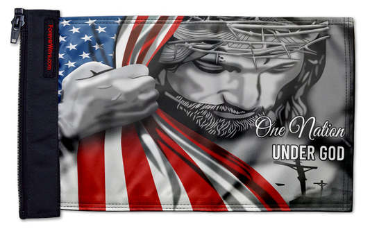 One Nation 12"x18" Forever Wave Flag for Golf Carts