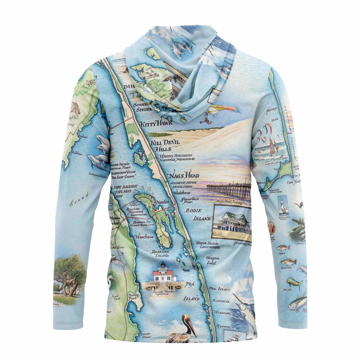 Outer Banks Map UltraLight Sunshirt Hoodie – UPF 50+