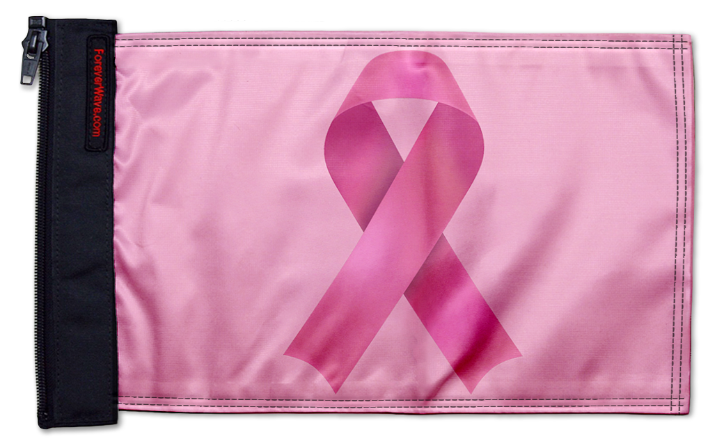 Pink Ribbon 12"x18" Forever Wave Flag
