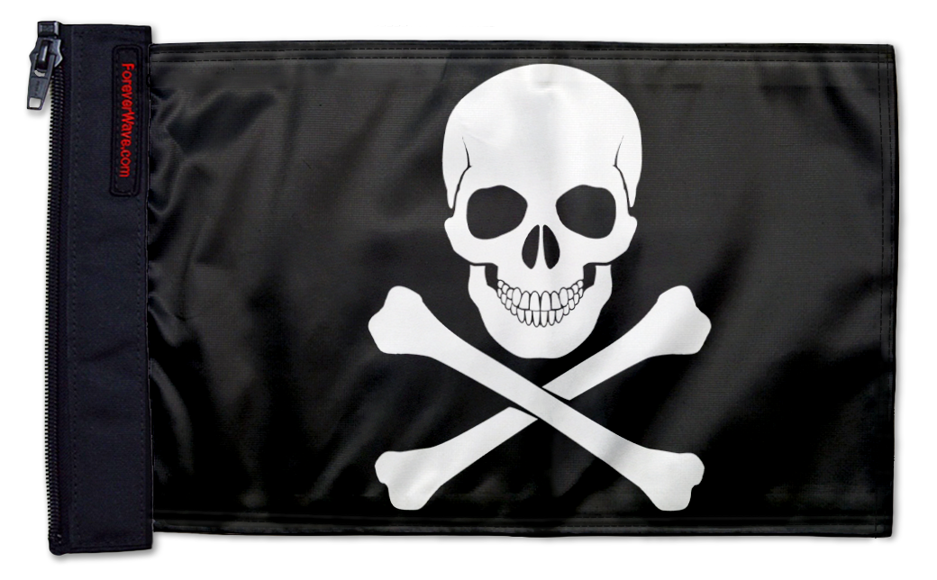 Jolly Roger 12"x18" Forever Wave Flag for Boats