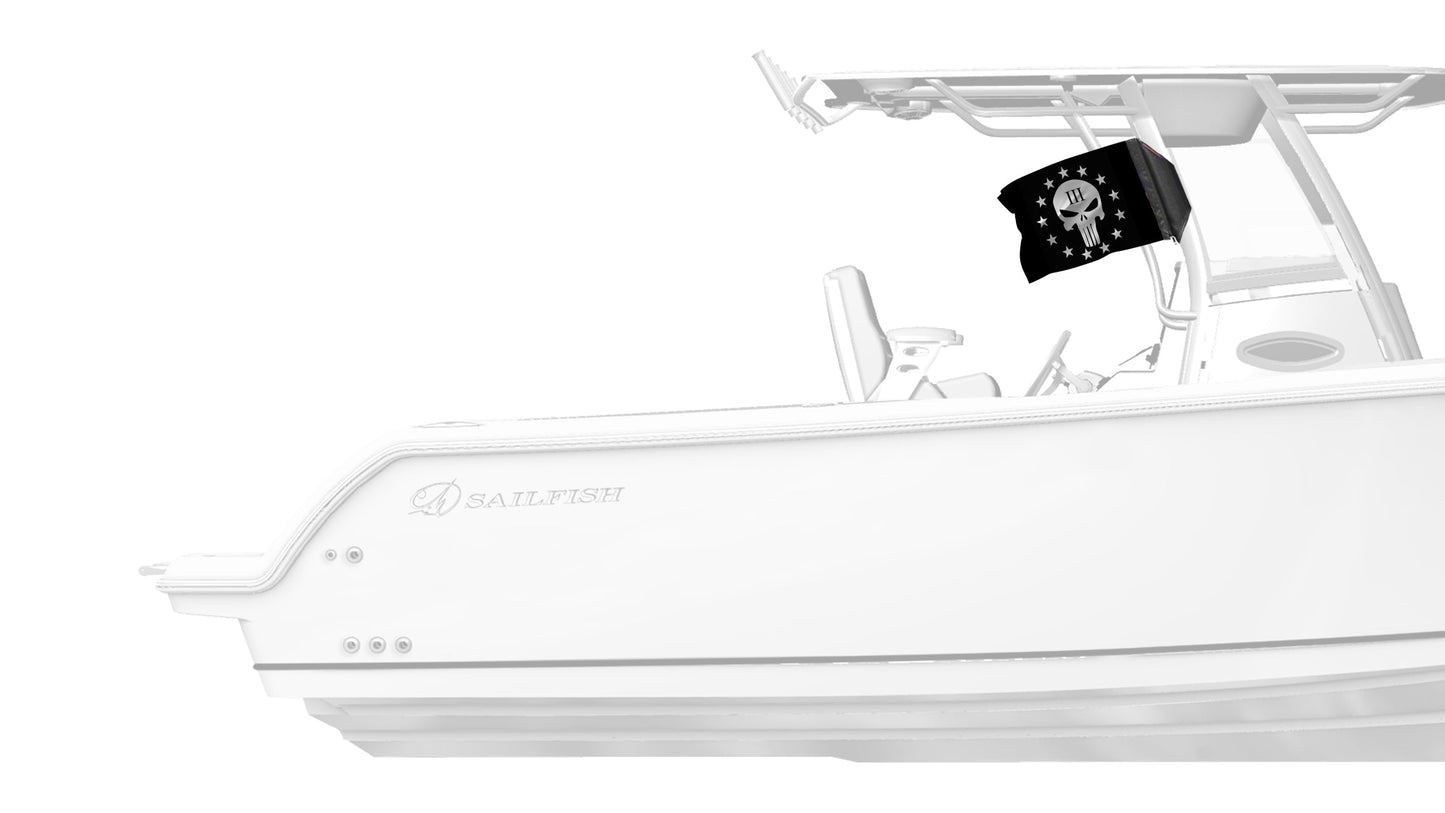 Punisher Three Percenter 12"x18" Forever Wave Flag for Boats