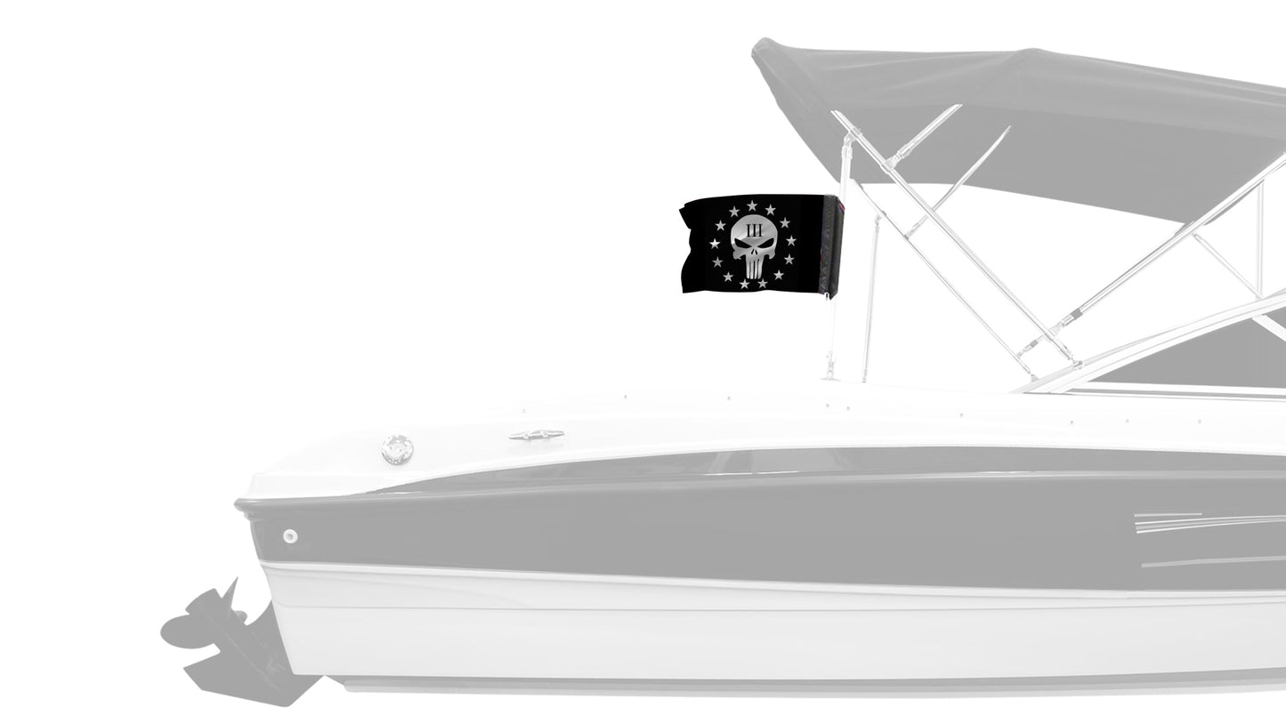 Punisher Three Percenter 12"x18" Forever Wave Flag for Boats