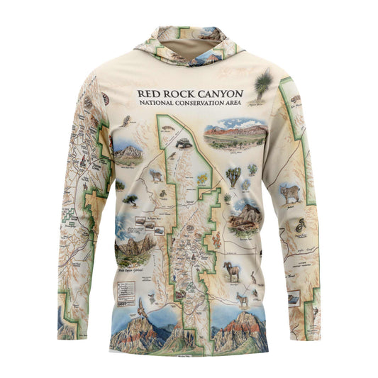 Red Rock Canyon Map UltraLight Sunshirt Hoodie – UPF 50+
