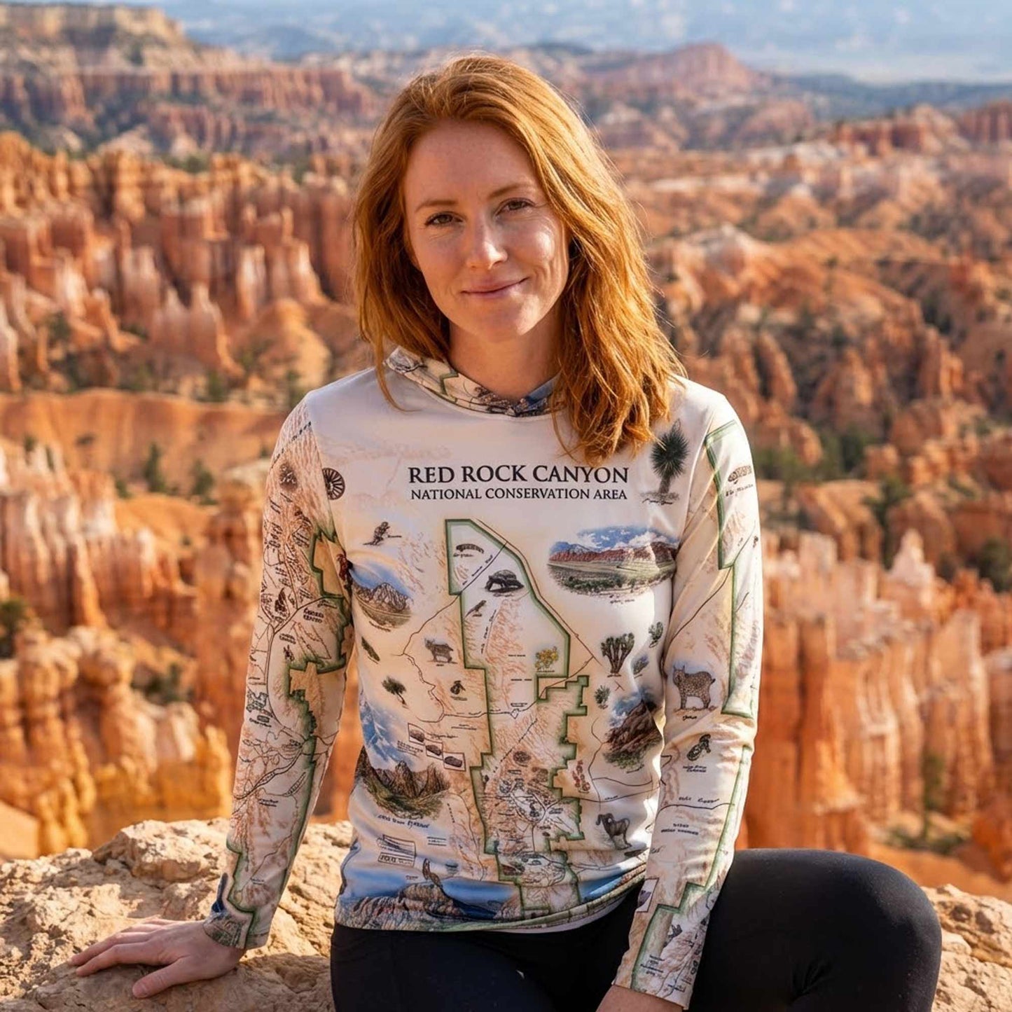 Red Rock Canyon Map UltraLight Sunshirt Hoodie – UPF 50+