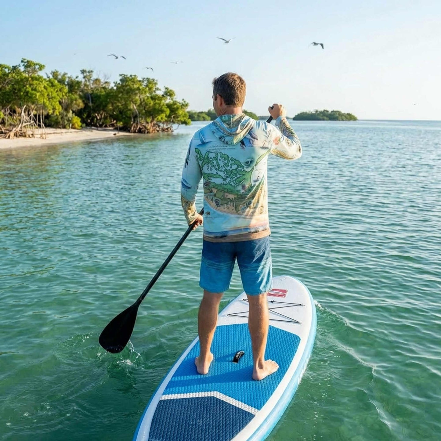 Sanibel & Captiva Islands Map UltraLight Sunshirt Hoodie – UPF 50+