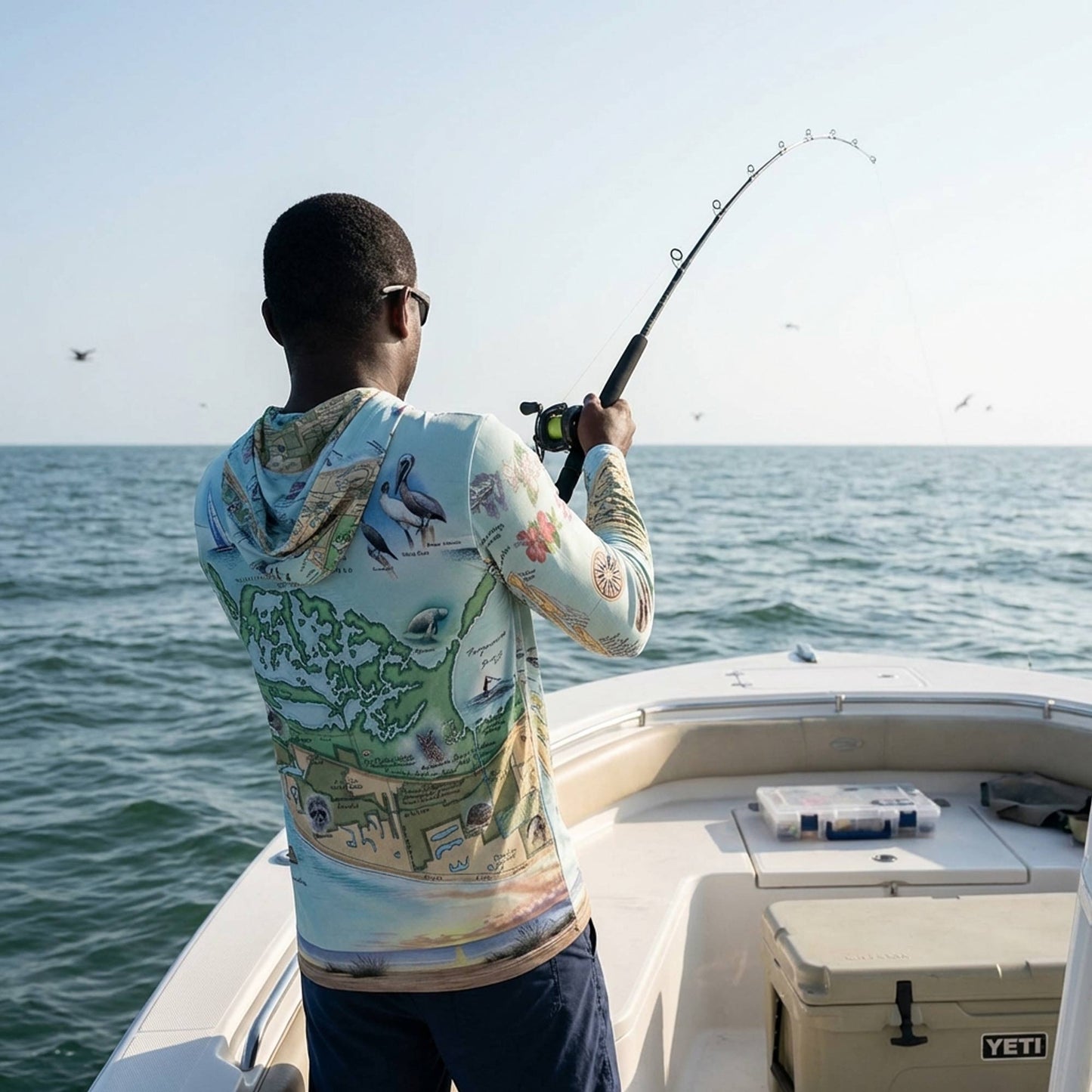 Sanibel & Captiva Islands Map UltraLight Sunshirt Hoodie – UPF 50+