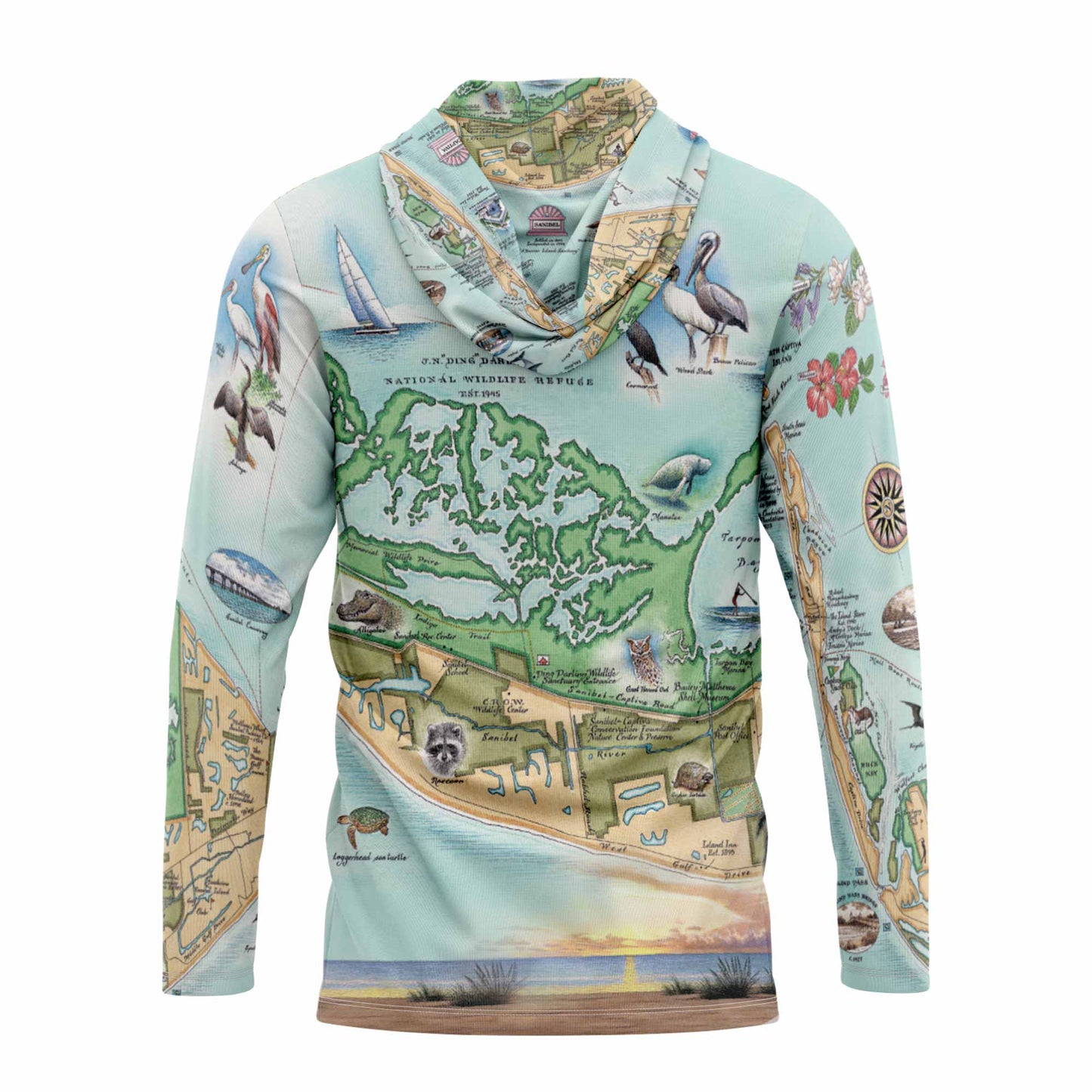 Sanibel & Captiva Islands Map UltraLight Sunshirt Hoodie – UPF 50+