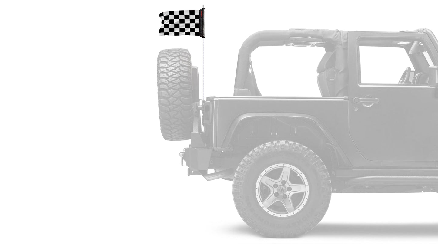 Checkered 12"x18" Forever Wave Flag for Jeep Wrangler JK 2-Door 2007-2018