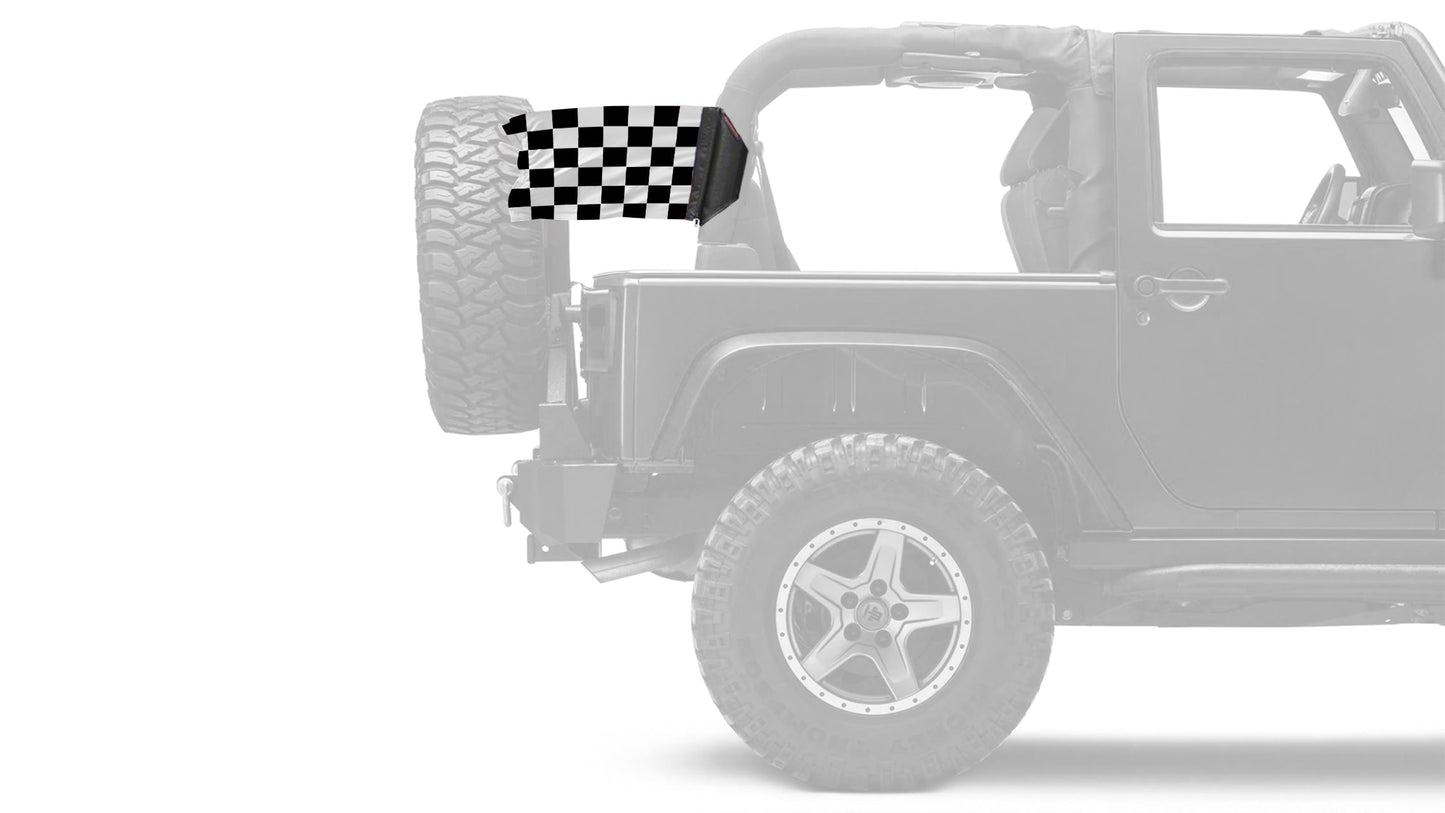 Checkered 12"x18" Forever Wave Flag for Jeep Wrangler TJ 1996-2006