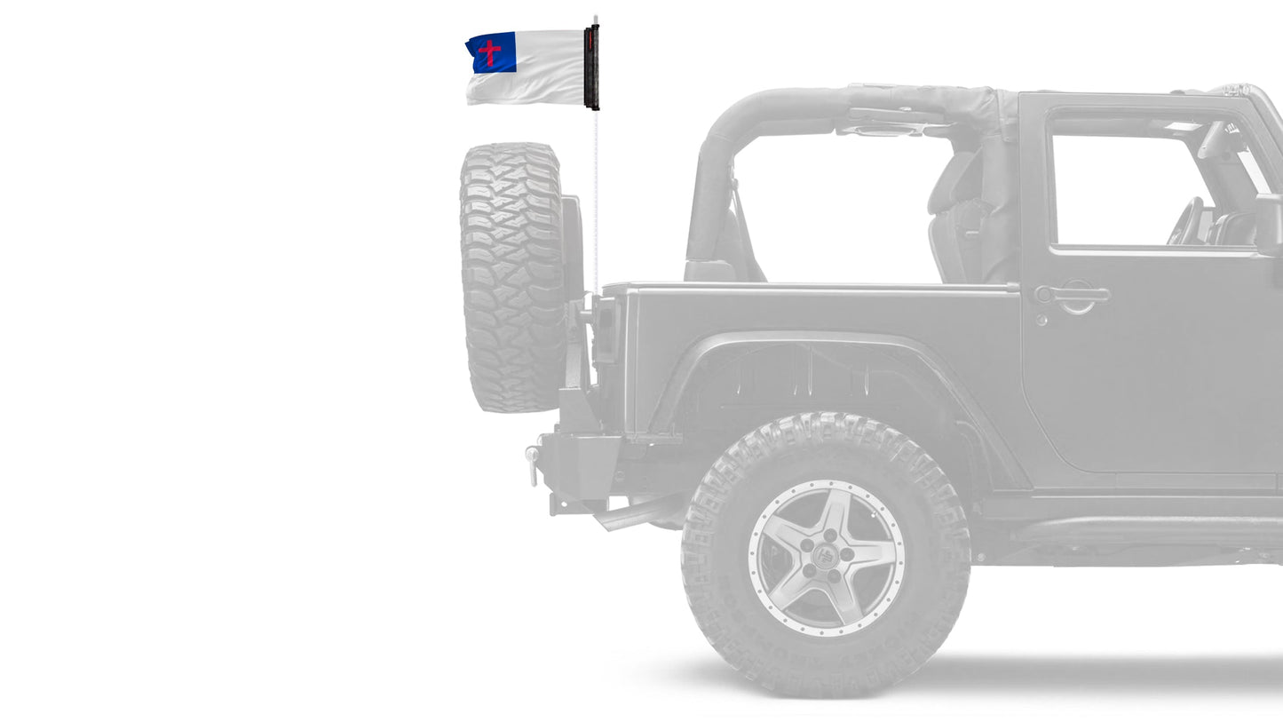 Christian 12"x18" Forever Wave Flag for Jeep Wrangler JLU 4-Door 2018-Present
