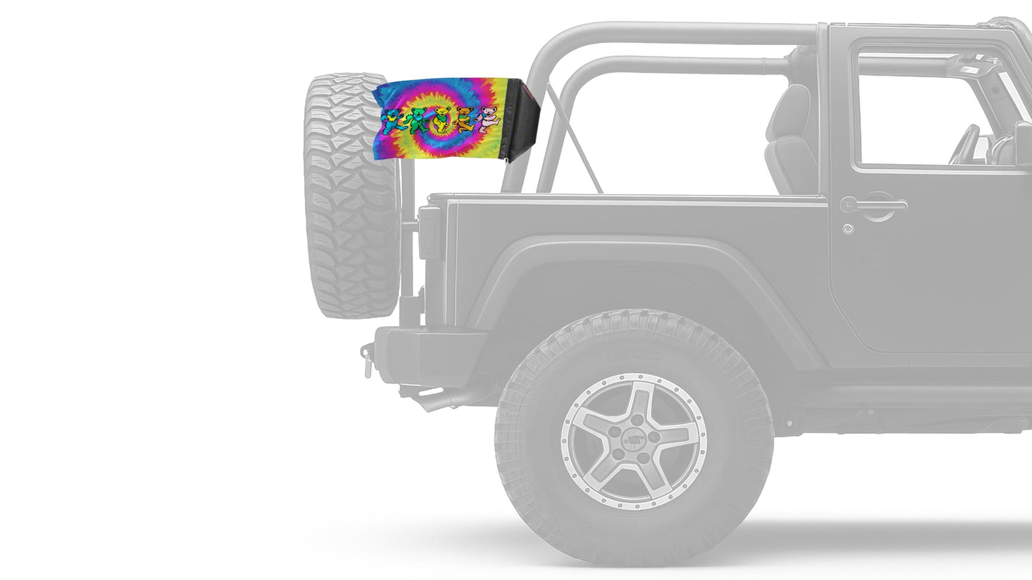 Grateful Dead Dancing Bears 12"x18" Forever Wave Flag for Jeep Wrangler JL 2-Door 2018-Present