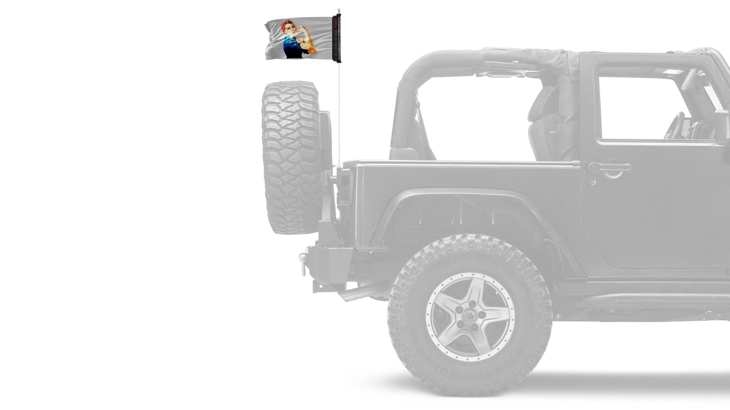 Rosie The Riveter 12"x18" Forever Wave Flag for Jeep Wrangler YJ 1986-1995